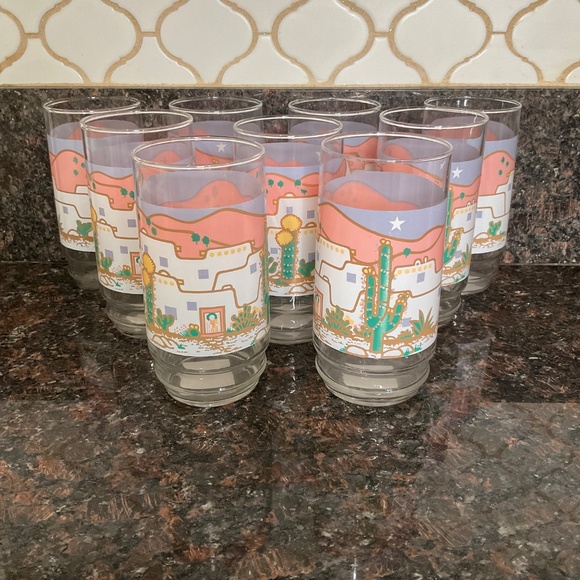 vintage Southwestern-themed drinking glasses Southwest Fiesta Tumblers - Picture 2 of 5